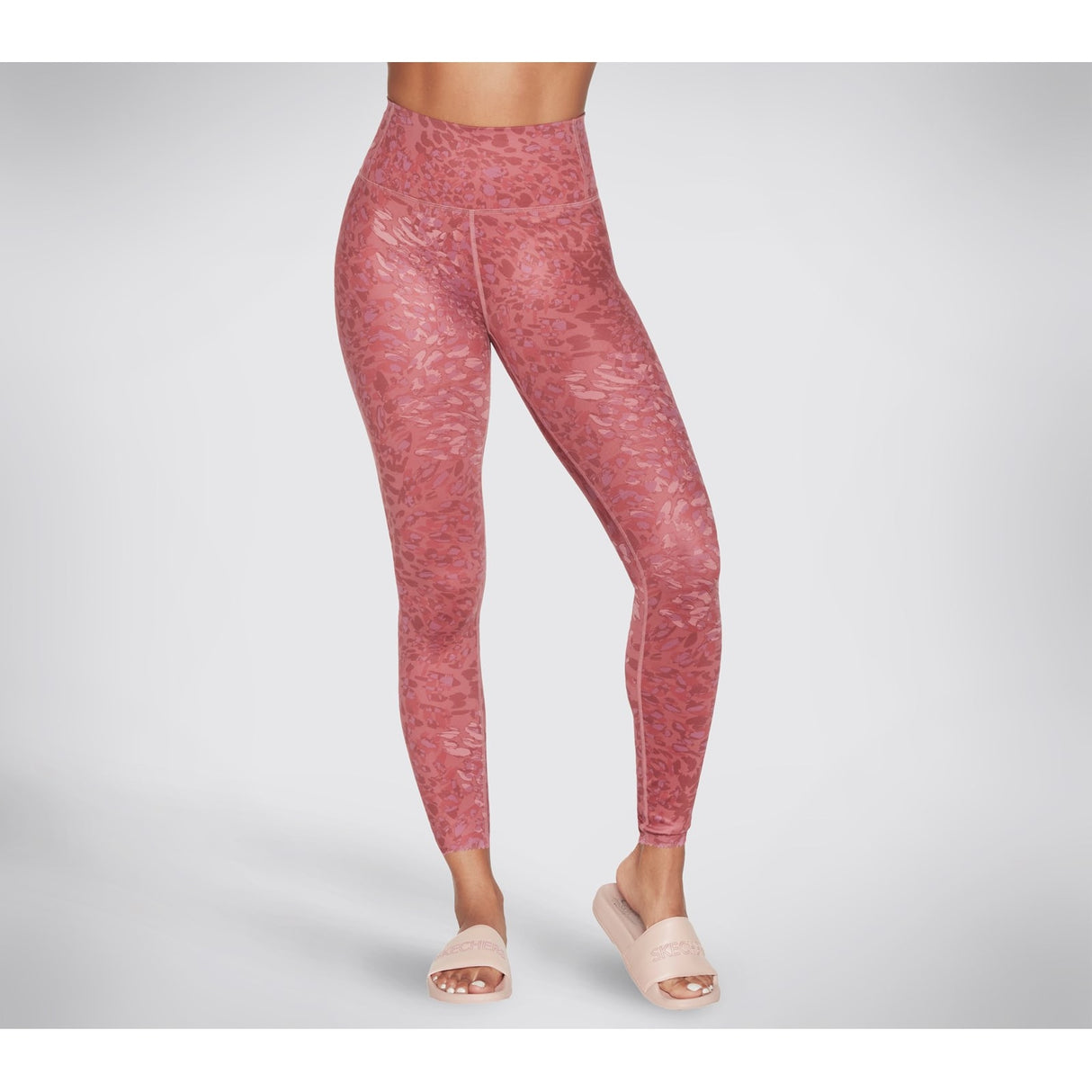 Skechers Womens Go Sculpt HW Leopard Legging Dark Pink