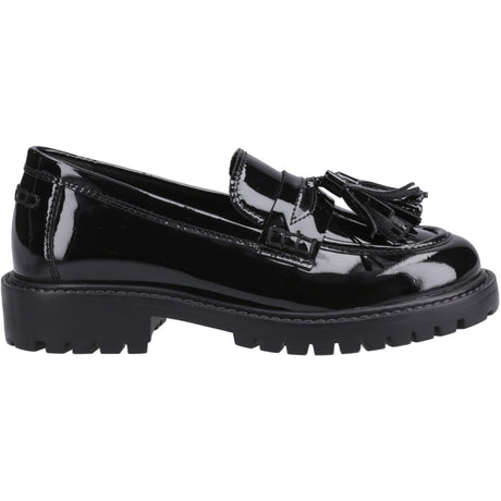 Hush Puppies Girls Abigail Patent Senior Shoe Black