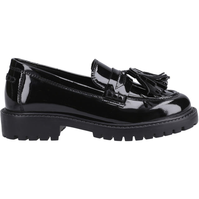 Hush Puppies Girls Abigail Patent Senior Shoe Black