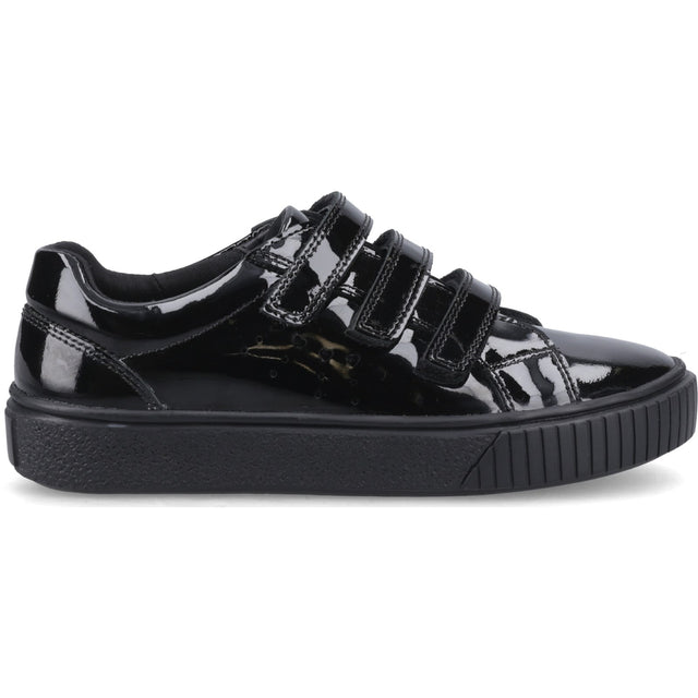 Hush Puppies Junior Girls ELSIE TOUCH FASTENING JN Black Patent