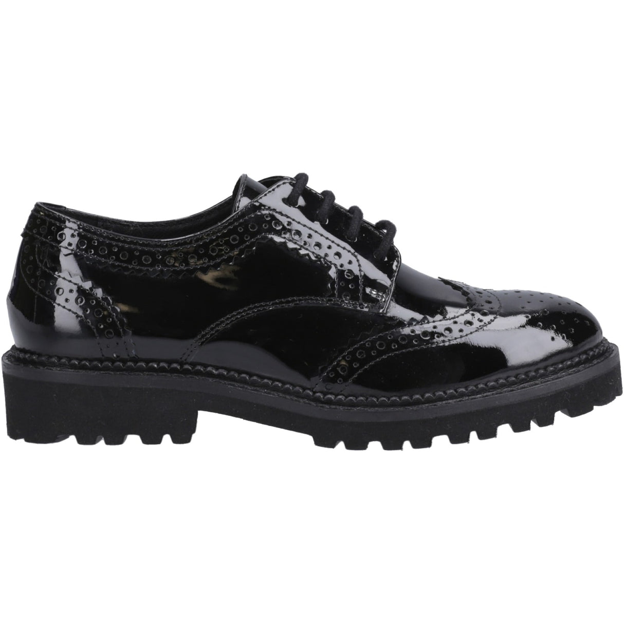 Hush Puppies Girls Gabi Lace Up Patent Snr Black