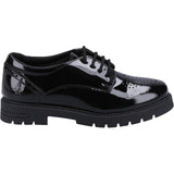 Hush Puppies Girls Jayne Patent SNR Shoe Black