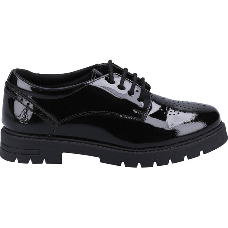 Hush Puppies Girls Jayne Patent SNR Shoe Black
