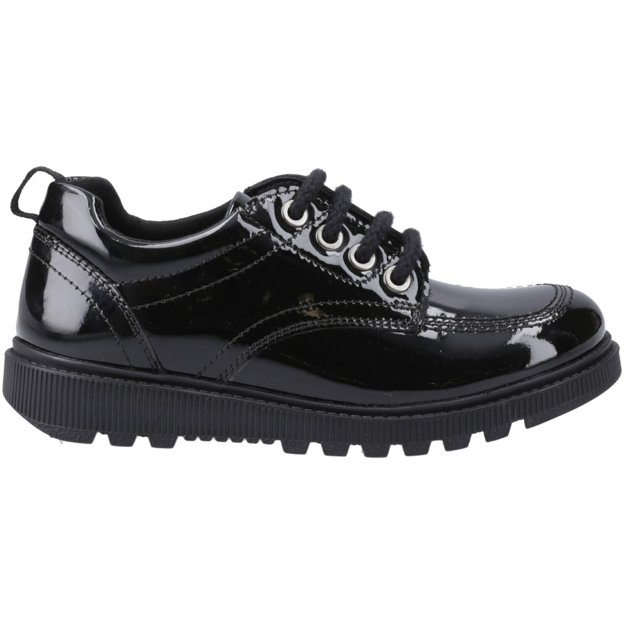 Hush Puppies Junior Girls Keeley Lace Up Patent Jnr Black