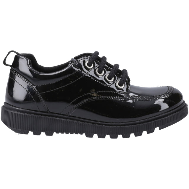Hush Puppies Junior Girls Keeley Lace Up Patent Jnr Black
