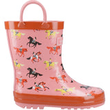Cotswold Infant Kids Puddle Waterproof Pull On Boot Horses