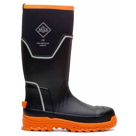 Muck Boots Mens Grit S5 Safety Wellington Black/Orange