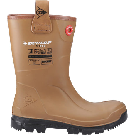 Dunlop Unisex Purofort RigPRO Full Safety Synthetic Fur lining Wellington Brown/Black