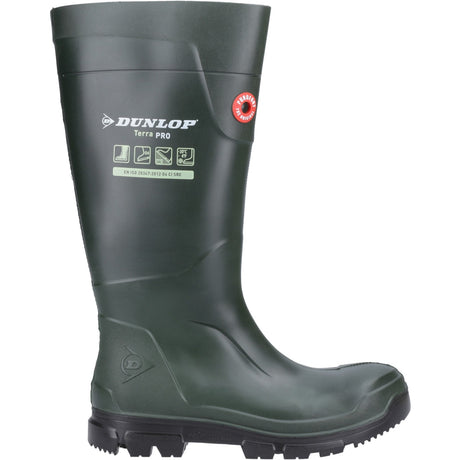 Dunlop Mens TerraPro Full Safety Wellington Green