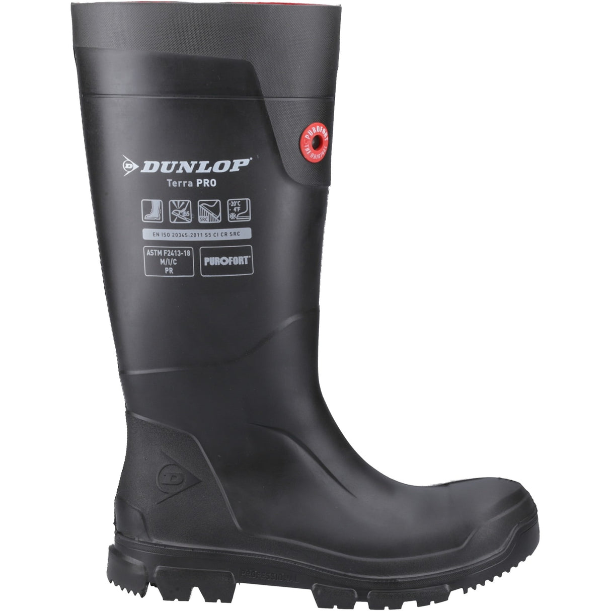 Dunlop Mens TerraPro Full Safety Wellington Black