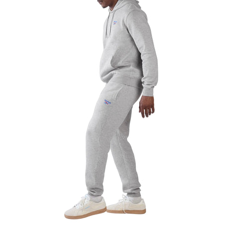 Reebok Mens ID 2-COLOUR LOGO FLEECE CUFFED JOG PANT LIGHT GREY MARL