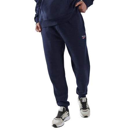 Reebok Mens ID 2-COLOUR LOGO FLEECE CUFFED JOG PANT VECTOR NAVY