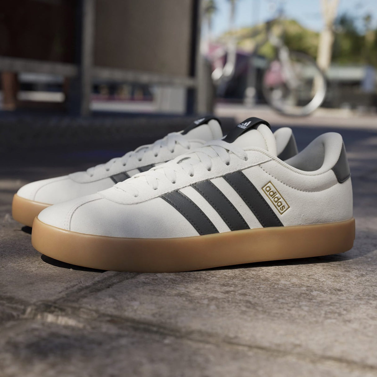 adidas VL Court 3.0 Mens Regular-Fit Lace Trainers Outdoor Pair Outer Full View 