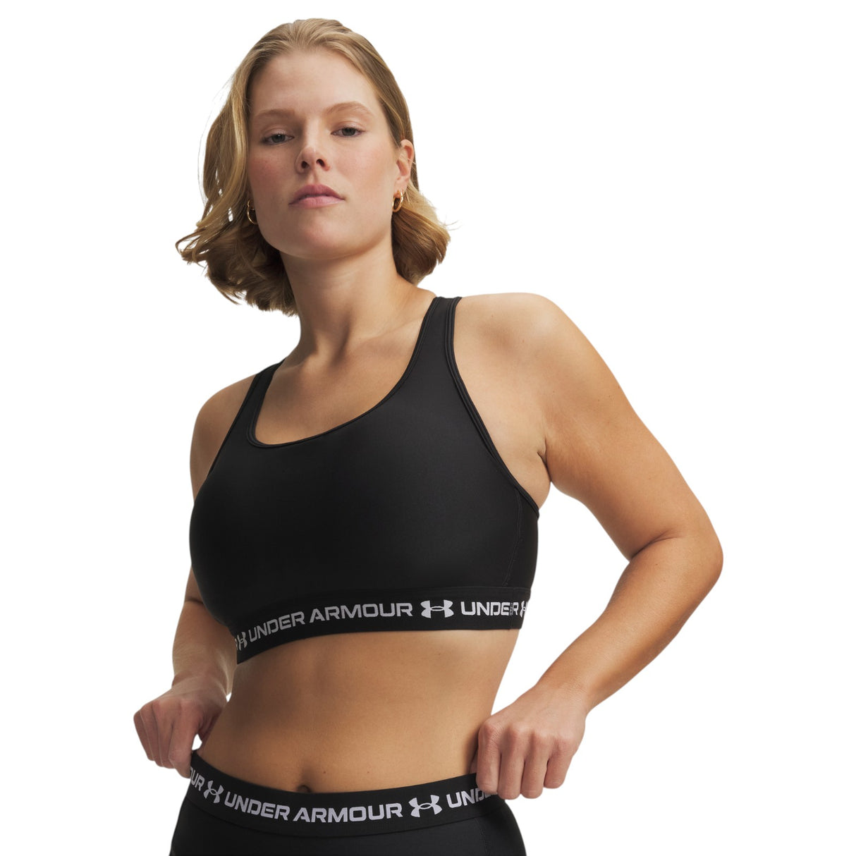UA Wms Crossback Mid Bra Black