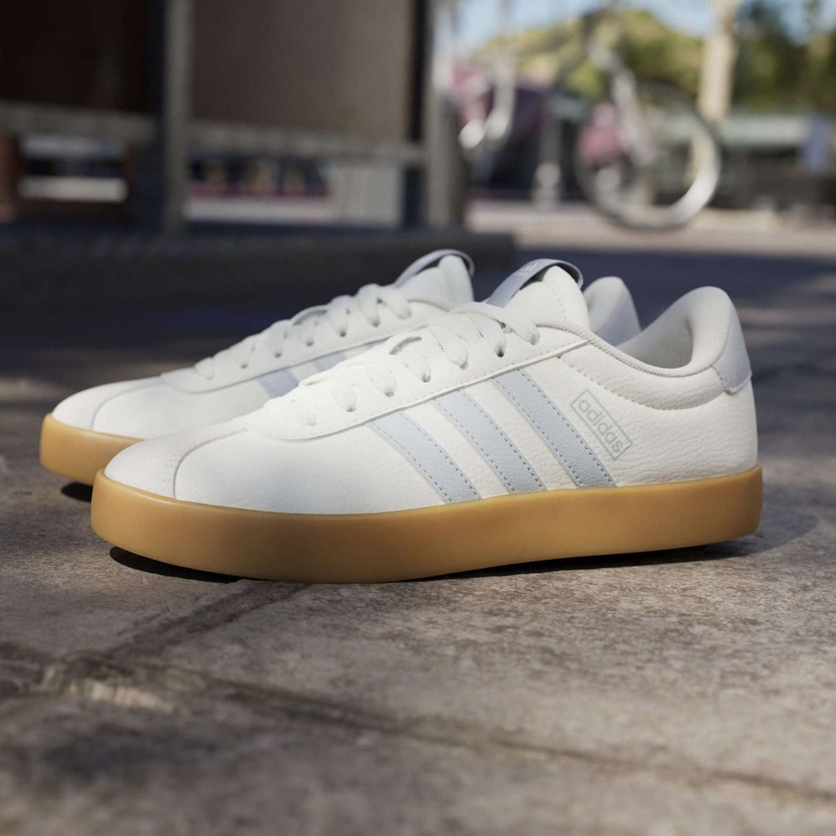 adidas VL Court 3.0 Womens Cushioned Regular-Fit Trainers Pair Side View Lifestyle Shot
