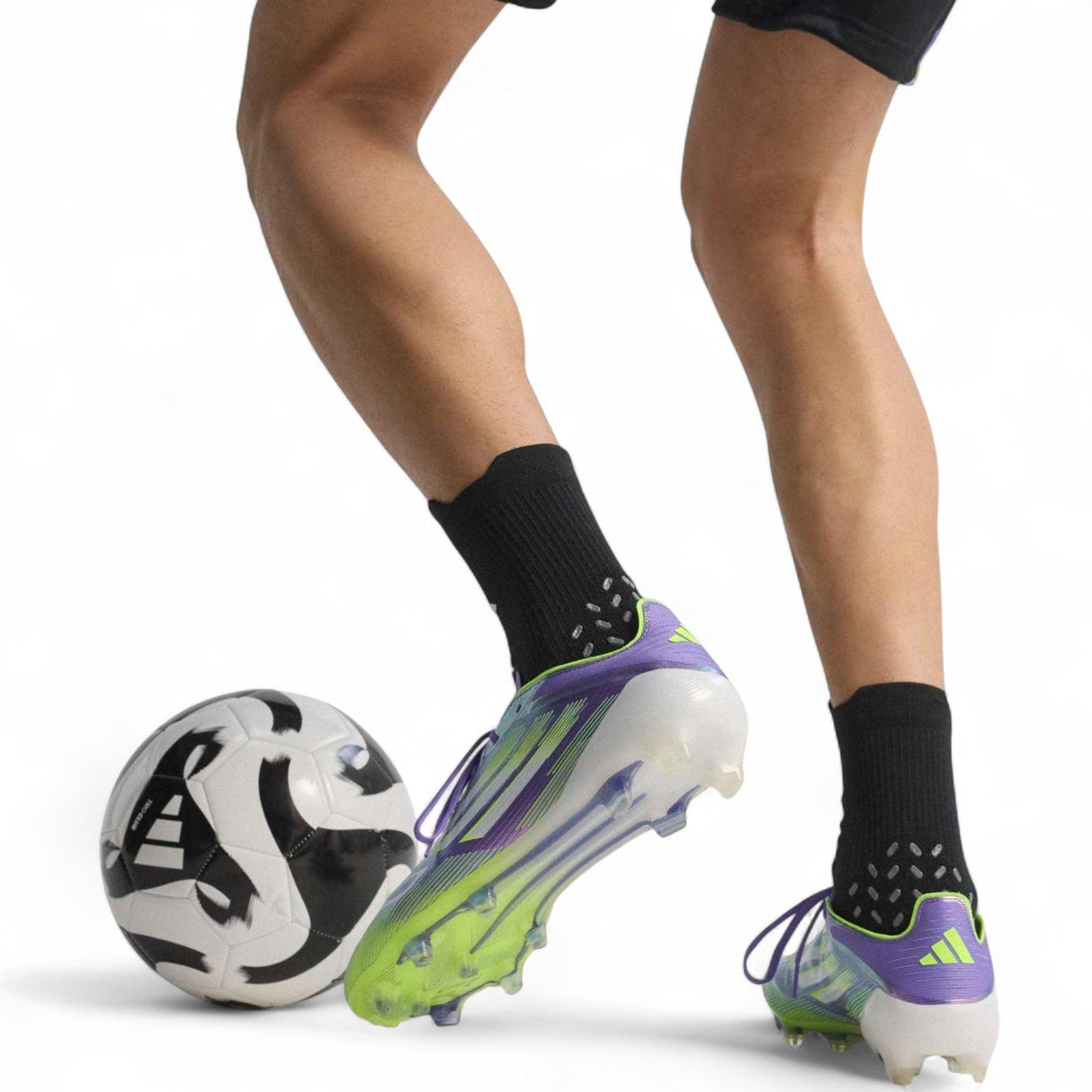 adidas F50 Elite Adults Lightweight Firm Ground Rugby Boots Model Kicking Ball Back View 