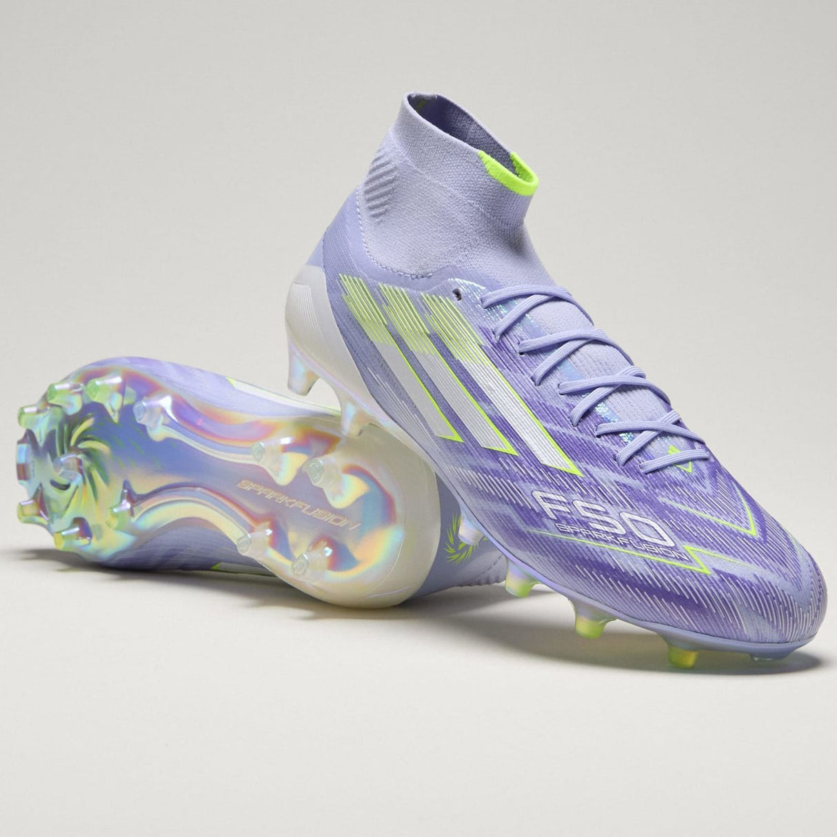 adidas F50 Sparkfusion Elite Womens Firm Ground Football Boots Pair Outer Side and Sole View 