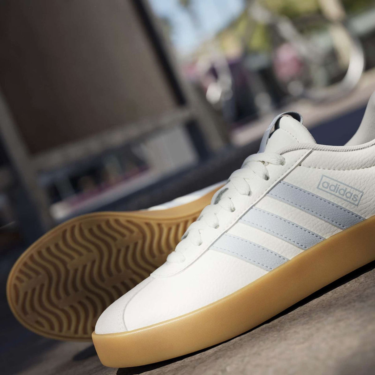 adidas VL Court 3.0 Womens Cushioned Regular-Fit Trainers Pair Outer and Sole View Lifestyle Shot