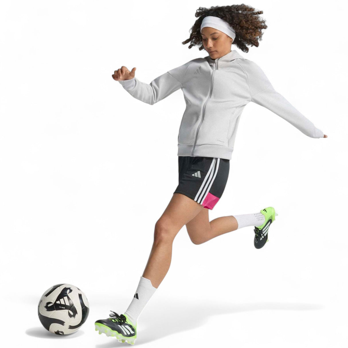adidas Copa Pure III Elite Adults Firm Ground Rugby Boots Model Kicking Ball Full-Length View