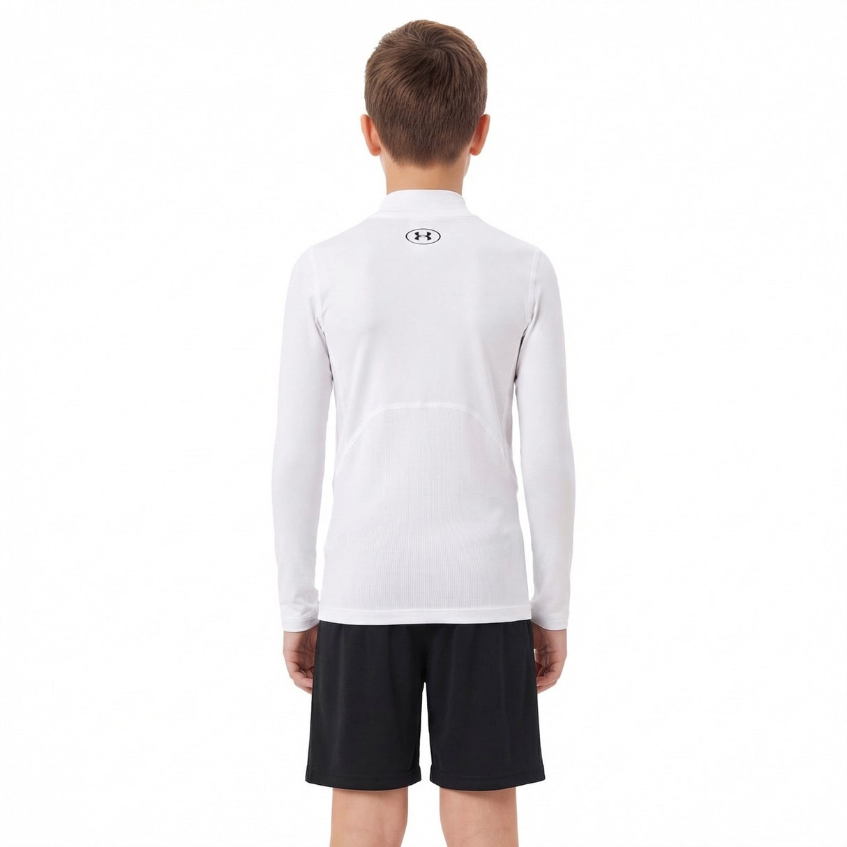 UA BOYS HG ARMOUR MOCK LS WHITE