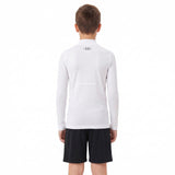 UA BOYS HG ARMOUR MOCK LS WHITE