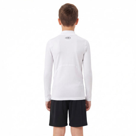 UA BOYS HG ARMOUR MOCK LS WHITE