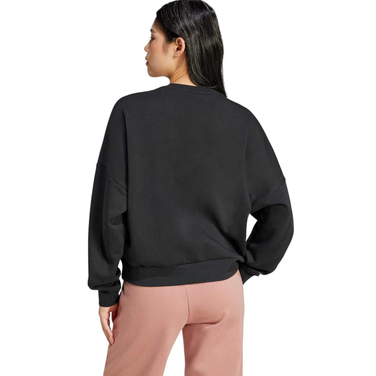 adidas Womens Fleece Crew Pullover Logo Sweatshirt Model Back View
