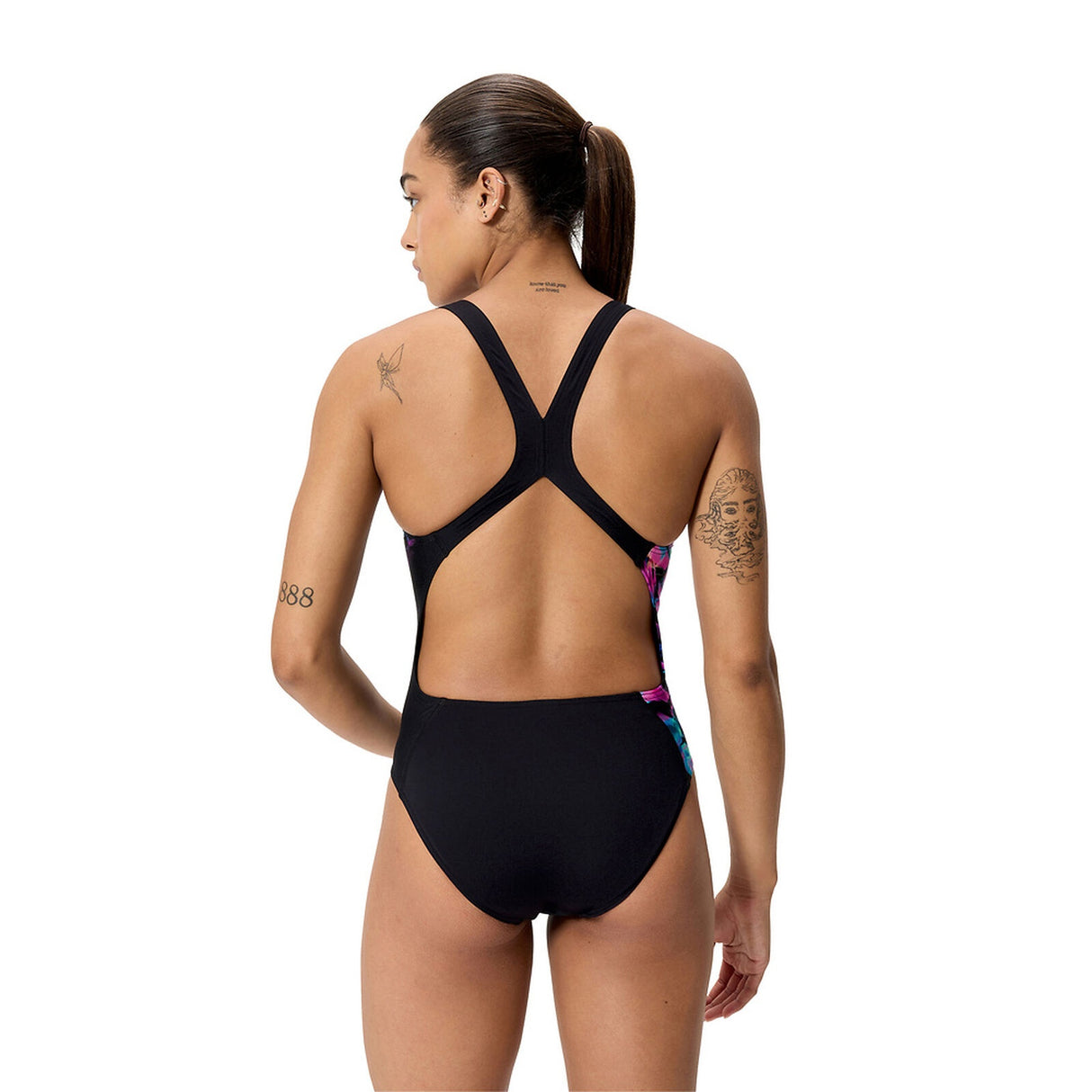 Speedo Placement Printed Powerback Womens One-Piece Swimsuit