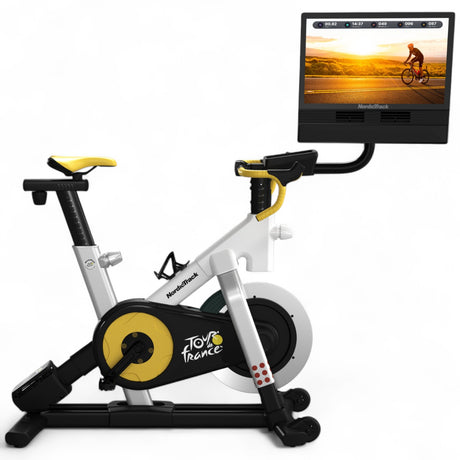 NordicTrack Tour de France Limited Edition Indoor Bike Side Full View with Forward Facing Screen 