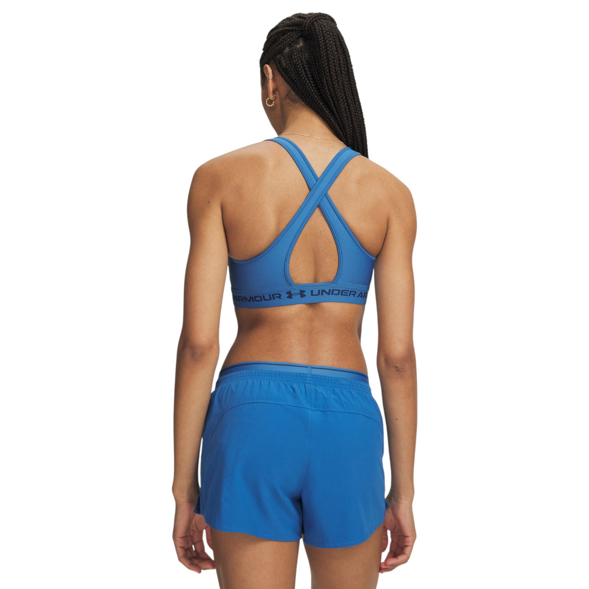 UA Wms Crossback Mid Bra Blue
