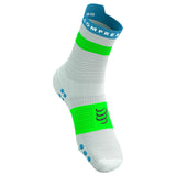 Compressport Pro Racing V4.0 Run High Socks - White / Blue / Green
