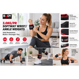 Body Sculpture 3.0kg Softway Wrist and Ankle Weights