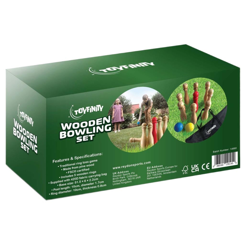Toyfinity Wooden Bowling Game Set