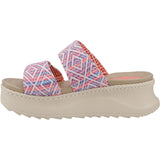 HEYDUDE Womens Delray Slide Surf Baja Sandal Blue/Pink/Multi