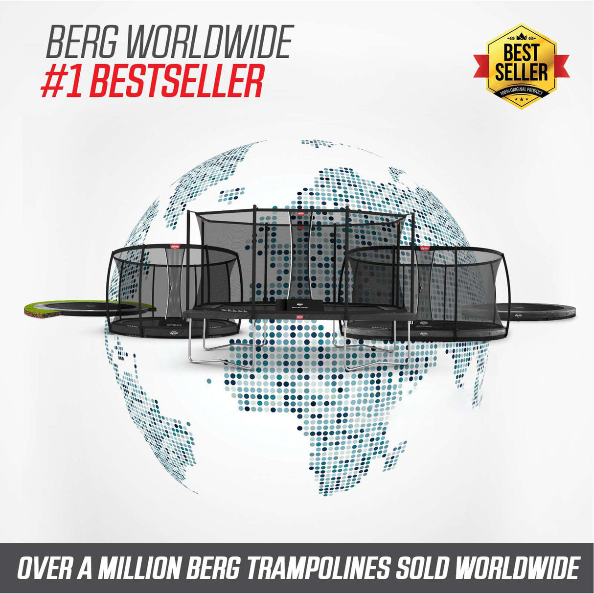 BERG Favorit InGround 200 Trampoline Grey + Safety Net Comfort