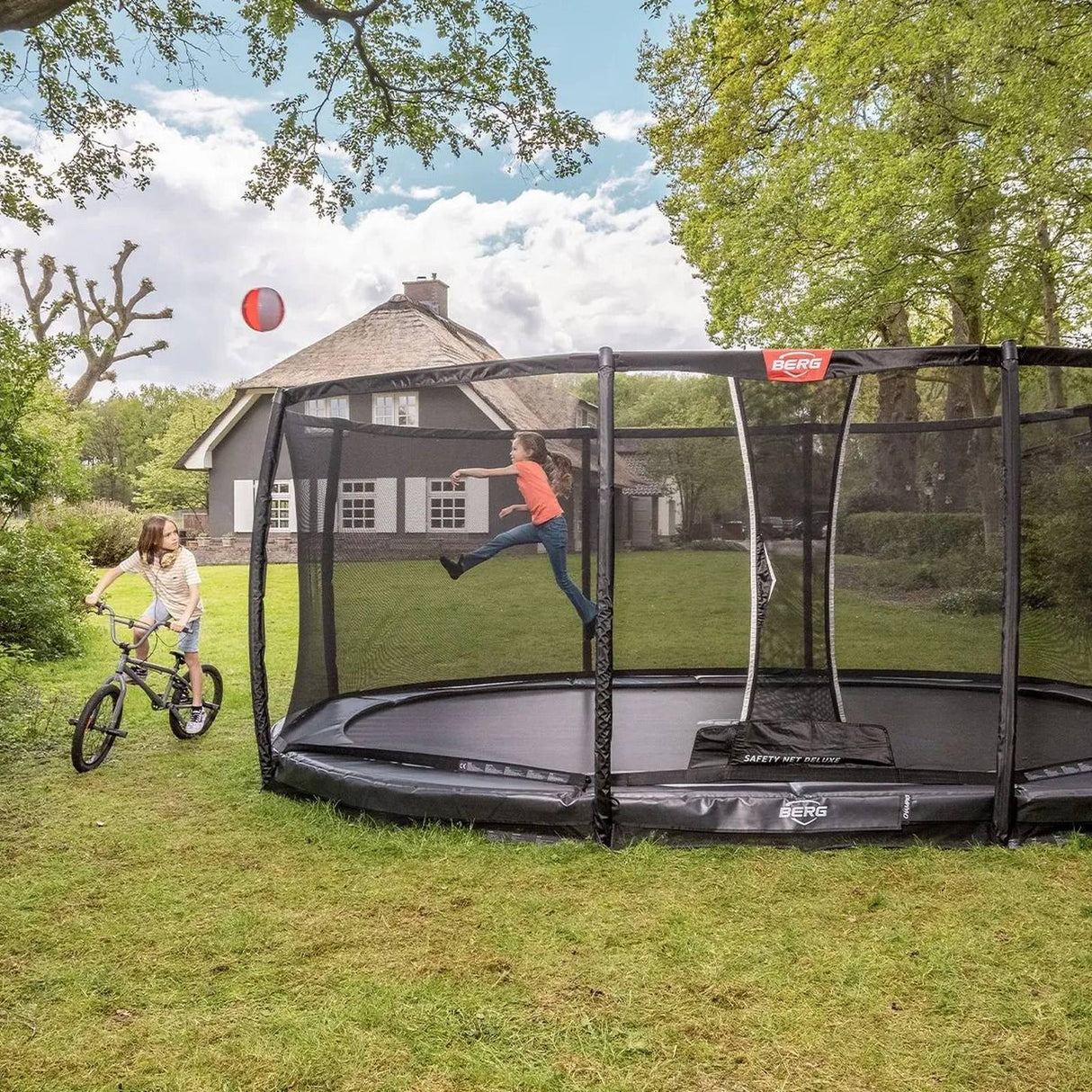 BERG Grand Champion InGround 350 Trampoline Grey + Safety Net Deluxe