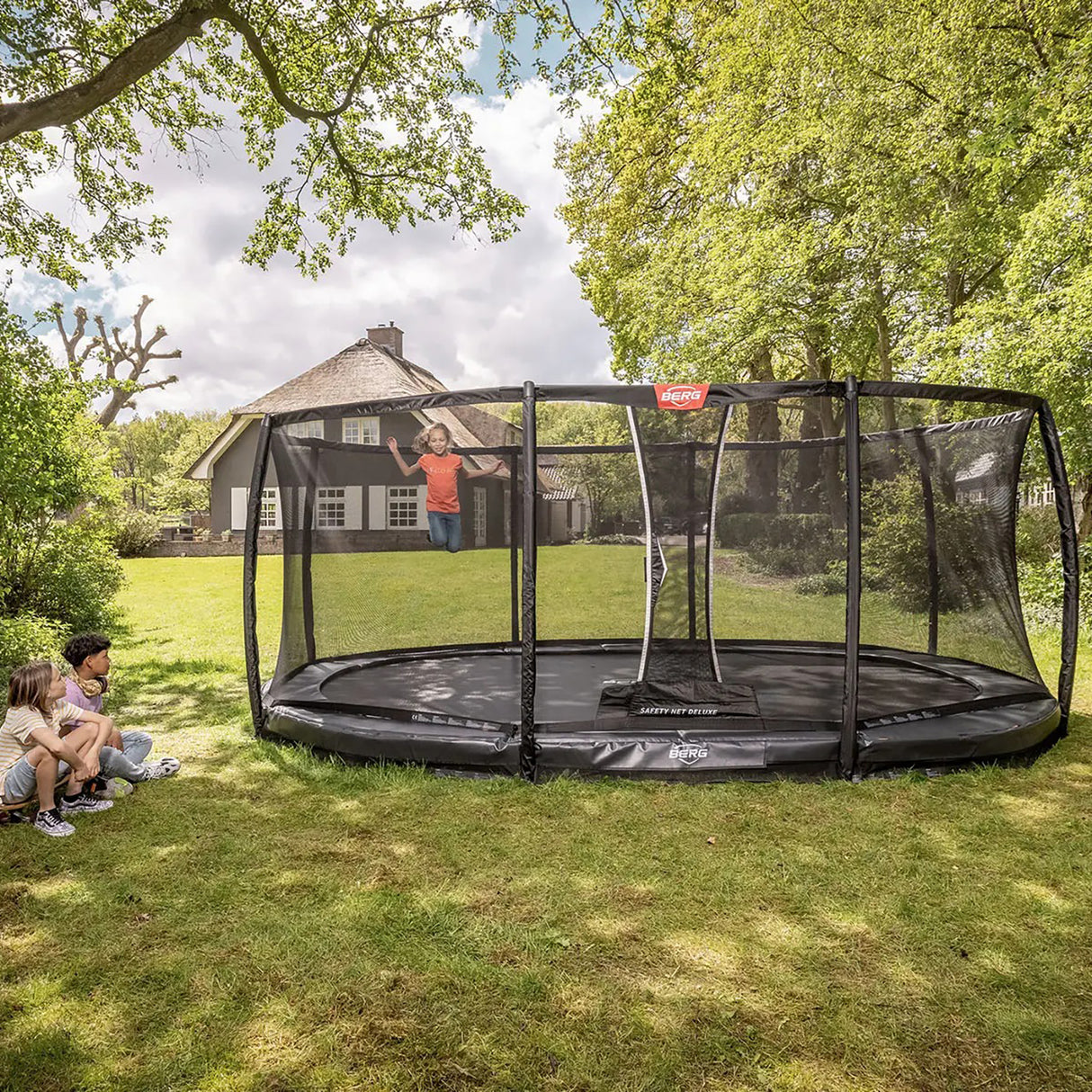 BERG Grand Elite InGround 520 Trampoline Grey + Safety Net DLX XL