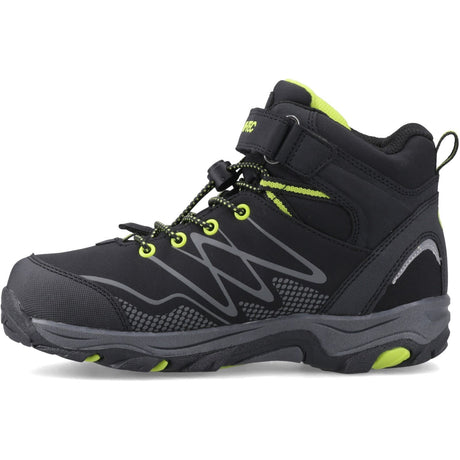 Hi-Tec Junior Boys Blackout Mid Boots Black/Lime