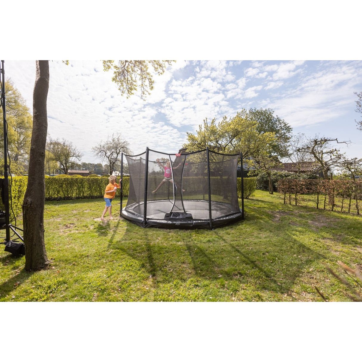 BERG Favorit InGround 430 Trampoline Grey + Safety Net Comfort