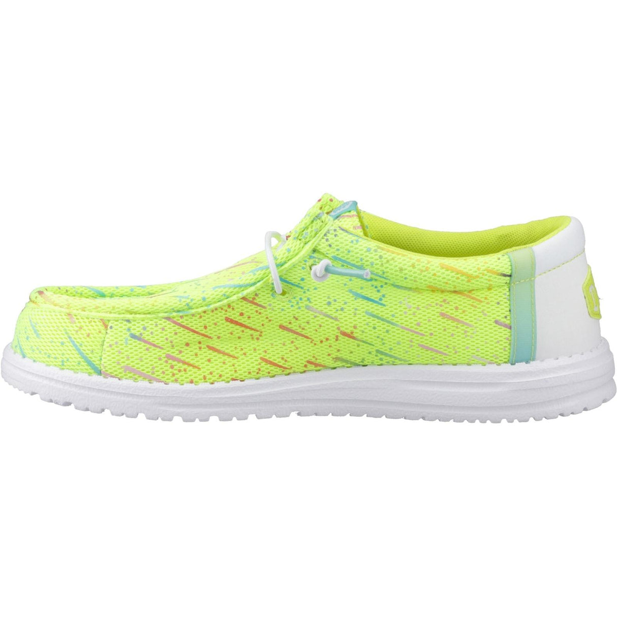 HEYDUDE Mens Wally Party Mesh Shoes Lime Punch/White