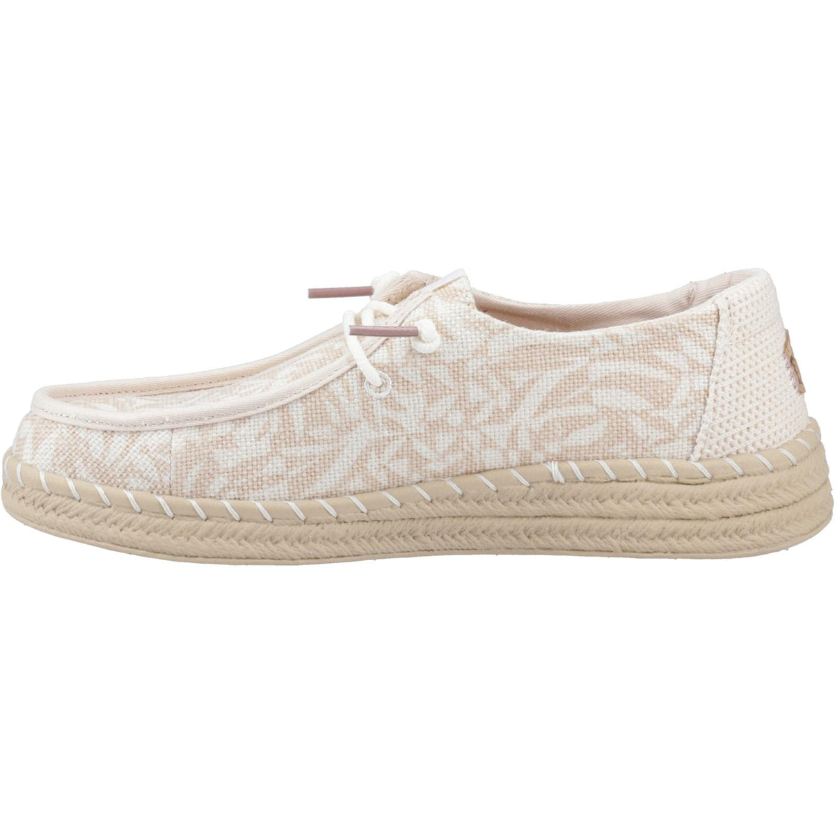 HEYDUDE Womens Wendy Espadrille Retro Palm Shoes Pale Pink/White