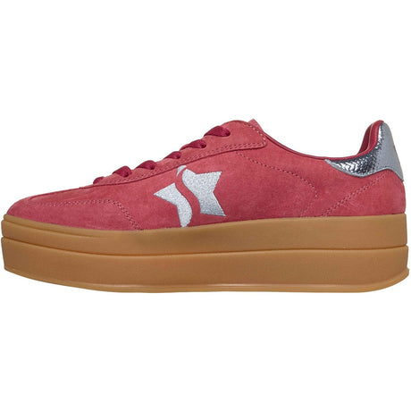 Skechers Womens Academy Hi Elevated Essence Trainers Red/Blue