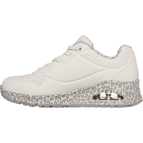 Skechers Womens Uno Safari Time Trainers White/Leopard