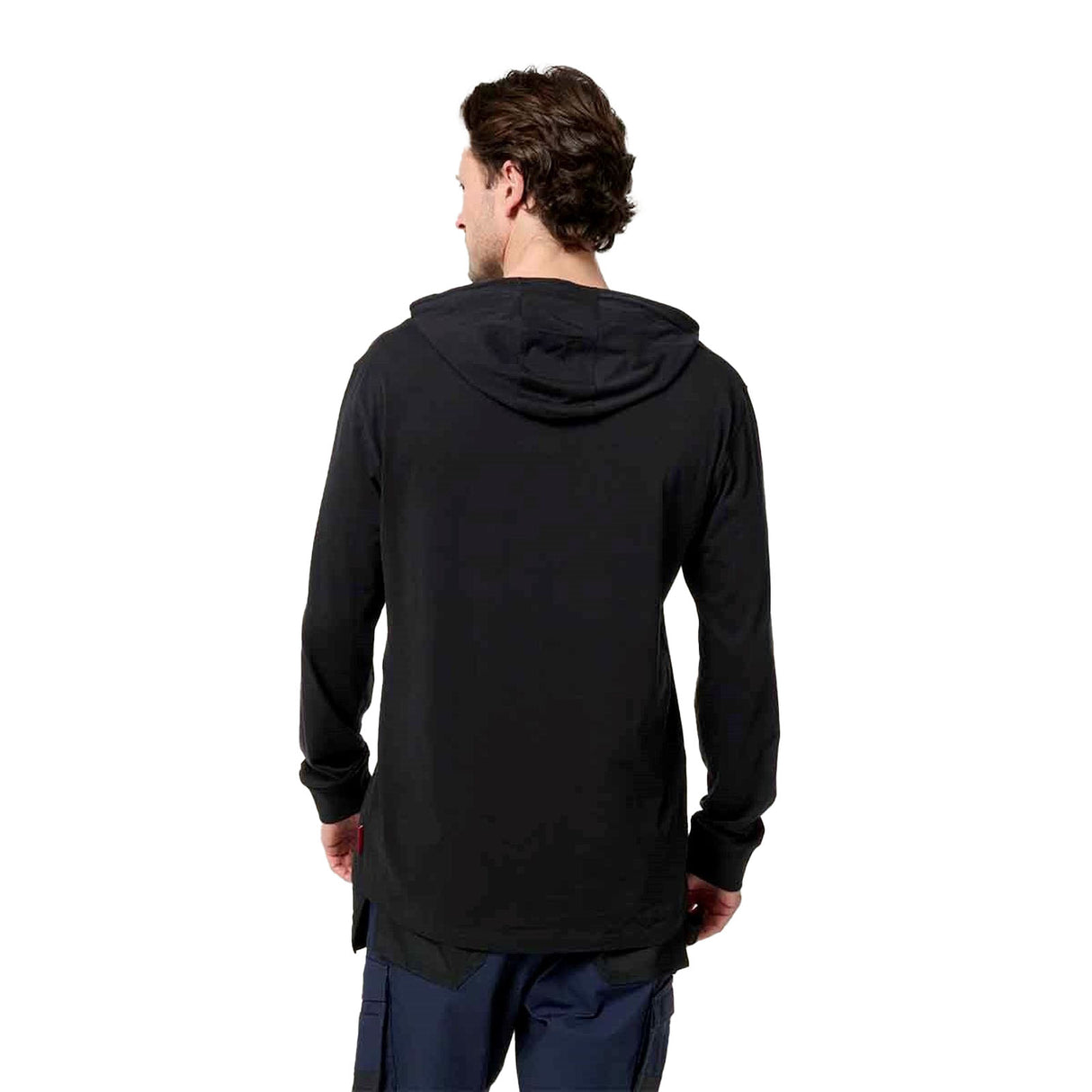 Hard Yakka Mens Hooded Long Sleeve Tee Black
