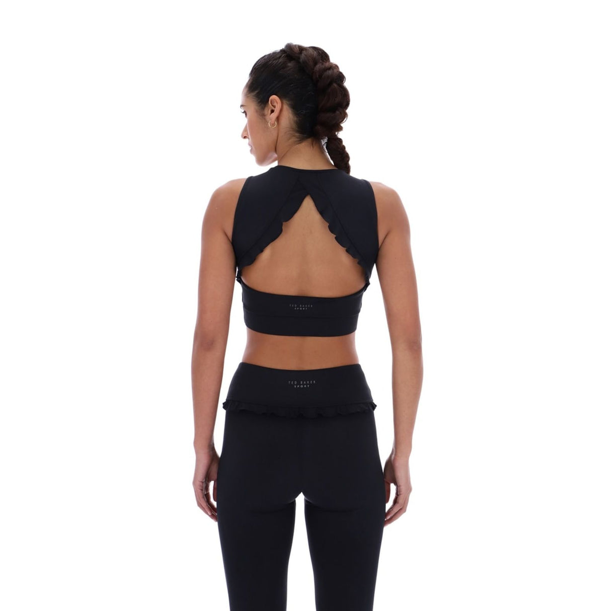 Ted Baker Sport Womens ARIA Ruffle Yoga Bra Black