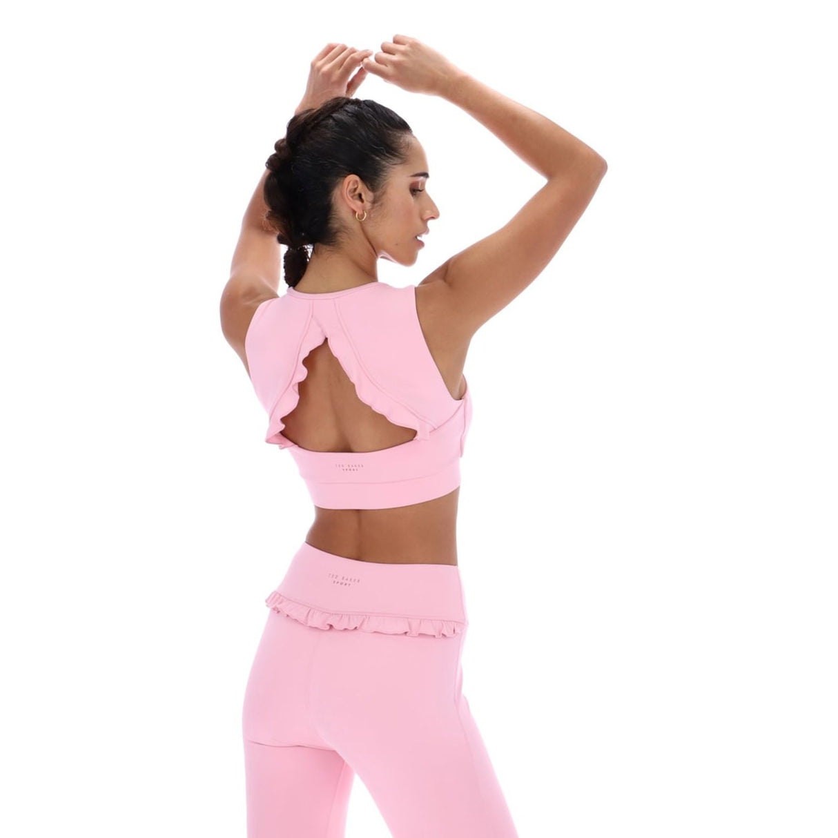Ted Baker Sport Womens ARIA Ruffle Yoga Bra Pale Pink