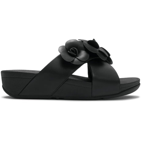 Fitflop Womens Lulu Flower Cross Slides Black