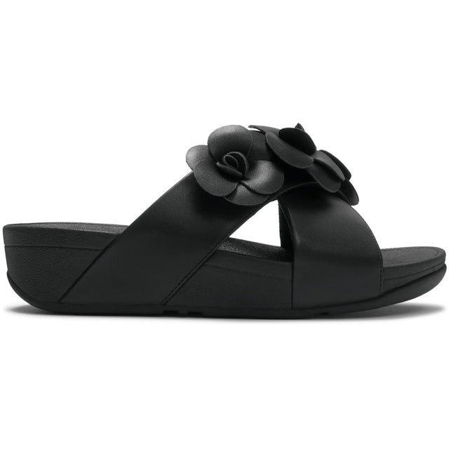 Fitflop Womens Lulu Flower Cross Slides Black