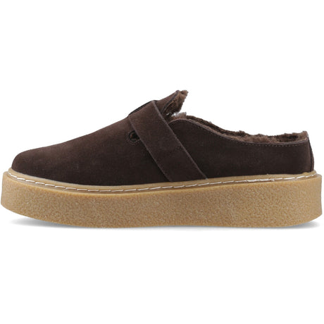 Hush Puppies Womens Blanche Fur Mule Chocolate