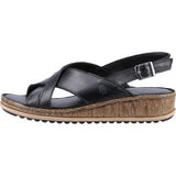 Hush Puppies Womens Elena Cross Over Wedge Sandal Black